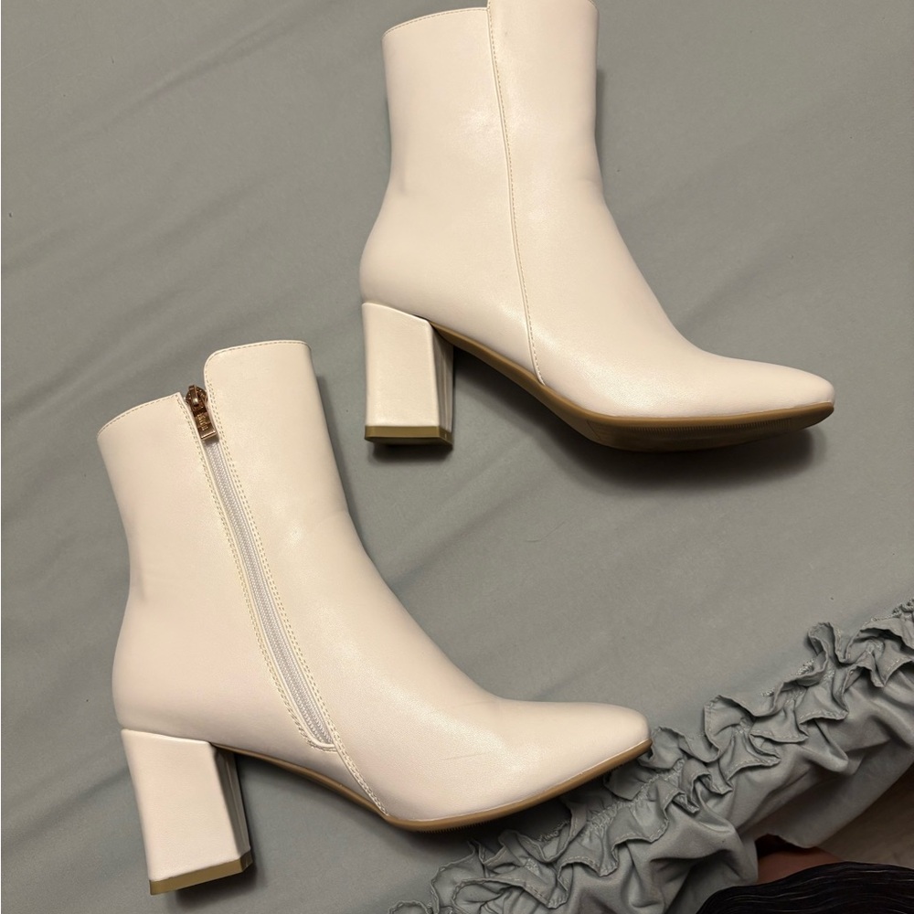 Elegant Cream Ankle Boots